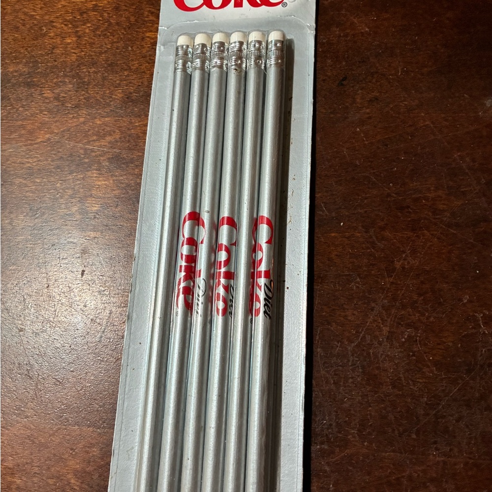 Vintage Collectible Coca Cola Diet Coke Logo 6-Pack Wooden Pencils